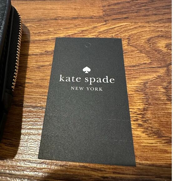 Kate Spade New York Leather Wallet Black Spade Flower 5x4 NWT Designer Lux - Picture 5 of 8